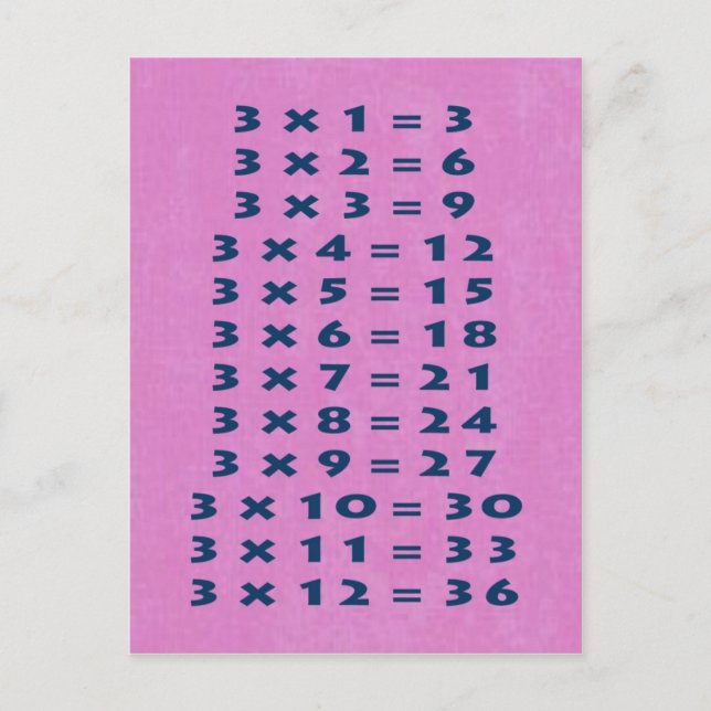 #3 Times Table Postcard Fun Kids & Teacher (Front)