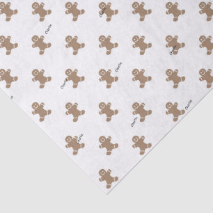 3 Tissue Sheets, Name on Gingerbread Man Pattern Tissue Paper