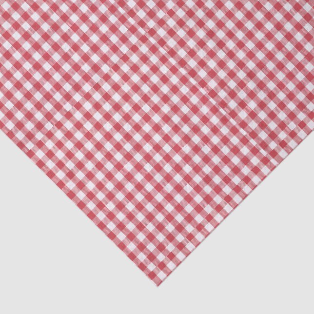 3 Tissue Sheets, Red & White Gingham Check Pattern Tissue Paper (Detail)