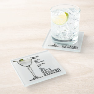 3 to 1 (Wet) Martini Cocktail Recipe Art Glass Coaster