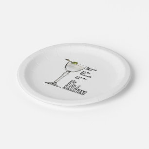 3 to 1 (Wet) Martini Cocktail Recipe Art Paper Plate