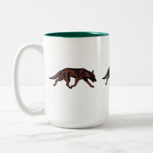 3 Tribal German Shepherds Two-Tone Coffee Mug