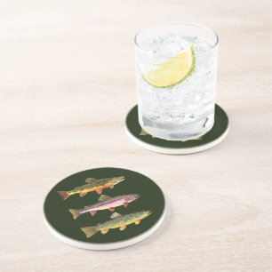 3 Trout for a Fisherman or Fisherwoman Coaster