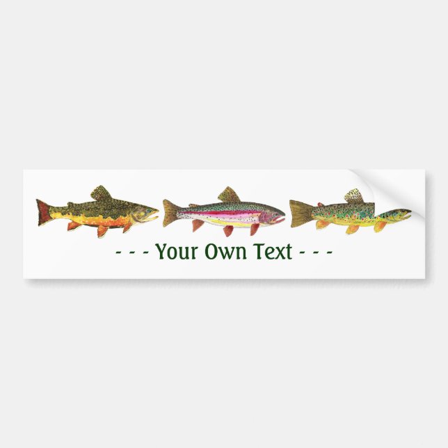3 Trout for Fly Fishing Fishermen and Fisherwomen Bumper Sticker (Front)