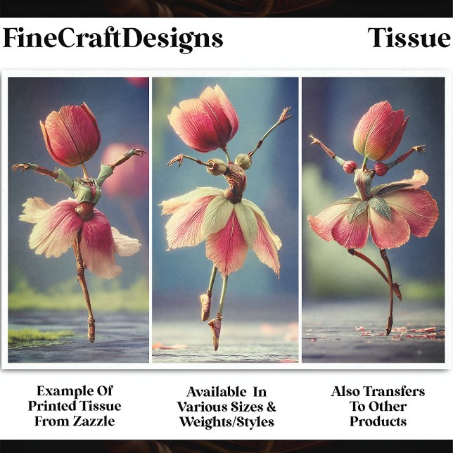3 Tulip Flower Ballerinas, Pink  DJ5RF Decoupage Tissue Paper (Creator Uploaded)