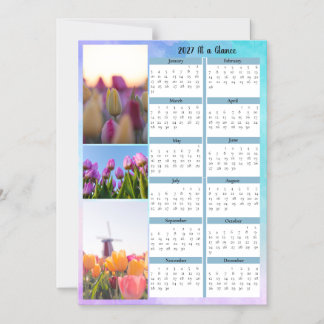 3 Tulip Image At a Glance Calendar Magnetic Invitation