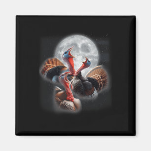 3 Turkeys Howling At The Moon Funny Turkey Hunting Magnet