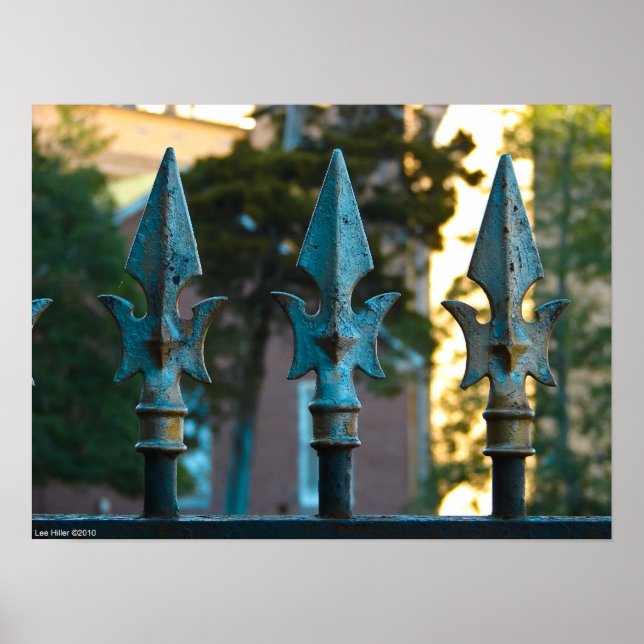 "3 Turquoise Spears" Wrought Iron Fence Poster (Front)