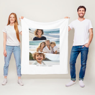 3 Uneven Photo Collage - Funky Quadrilateral Art Fleece Blanket