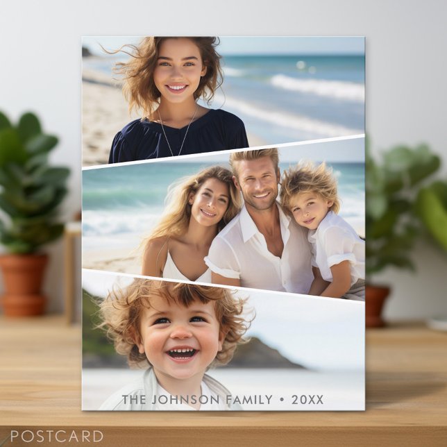 3 Uneven Photo Collage - Funky Quadrilateral Art Postcard (Personalized Photo Postcard)