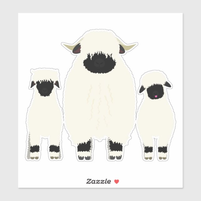 3 Valais Black Nose Sheep in a Row (Sheet)
