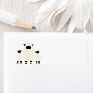 3 Valais Black Nose Sheep in a Row Return Address Label