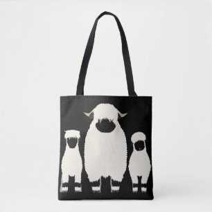 3 Valais Black Nose Sheep in a row Tote Bag