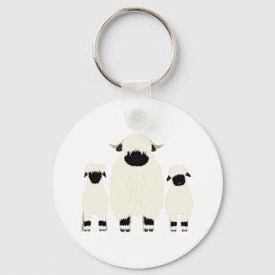 3 Valais Blacknose Sheep in a row Key Ring