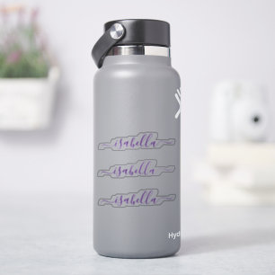 3 waterproof Purple Script Name Water bottle