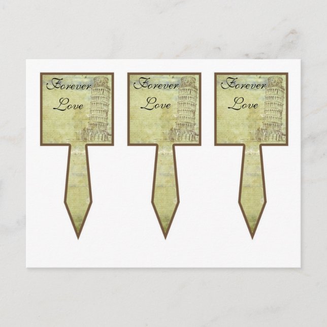 3 Wedding in Pisa Cup Cake Picks Postcard (Front)