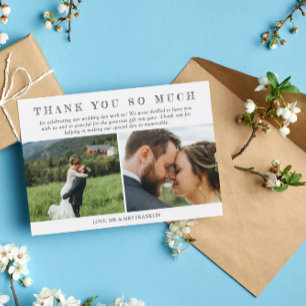 3 Wedding Photos Sketched Font Thank You Card