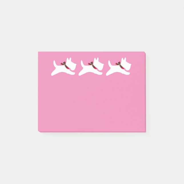 3 White Scotties Personalise Post-it Notes (Front)