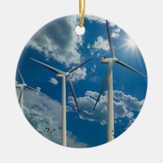 3 Wind Turbines Ceramic Ornament