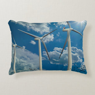 3 Wind Turbines Decorative Cushion