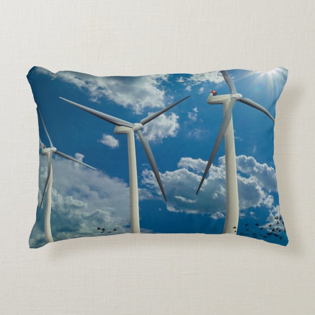 3 Wind Turbines Decorative Cushion (Front)
