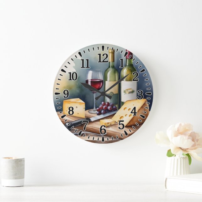 #3  Wine and Cheese  Large Clock (Home)
