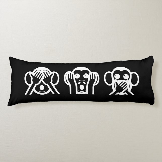 3 Wise Monkeys Emoji Body Pillow (Front)