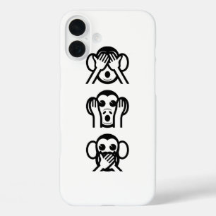 3 Wise Monkeys Emoji iPhone 16 Plus Case