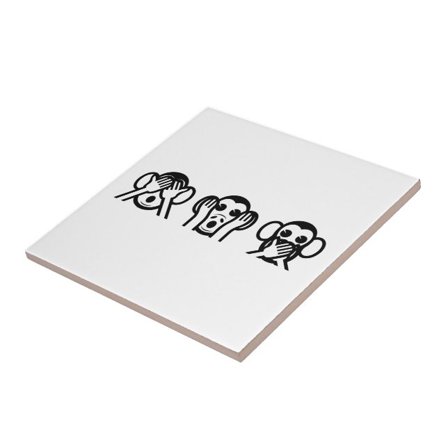 3 Wise Monkeys Emoji Ceramic Tile (Side)