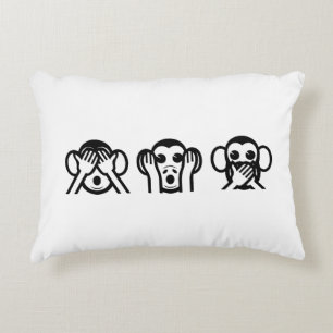 3 Wise Monkeys Emoji Decorative Cushion