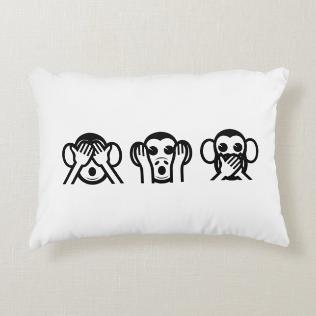 3 Wise Monkeys Emoji Decorative Cushion (Front)