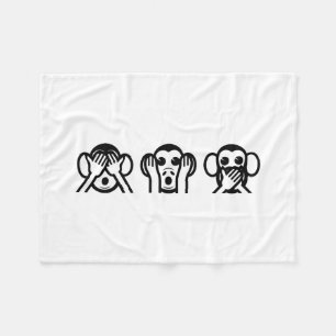 3 Wise Monkeys Emoji Fleece Blanket