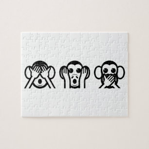 3 Wise Monkeys Emoji Jigsaw Puzzle