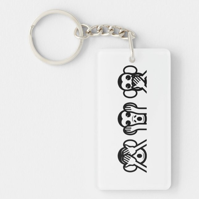 3 Wise Monkeys Emoji Key Ring (Front)