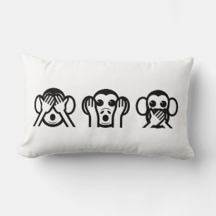3 Wise Monkeys Emoji Lumbar Cushion