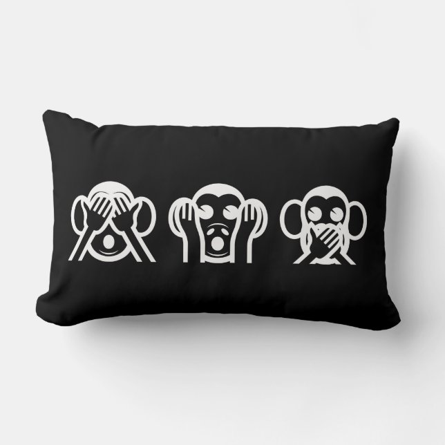 3 Wise Monkeys Emoji Lumbar Cushion (Front)