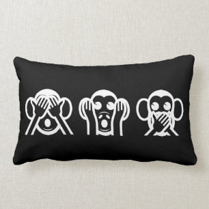3 Wise Monkeys Emoji Lumbar Cushion