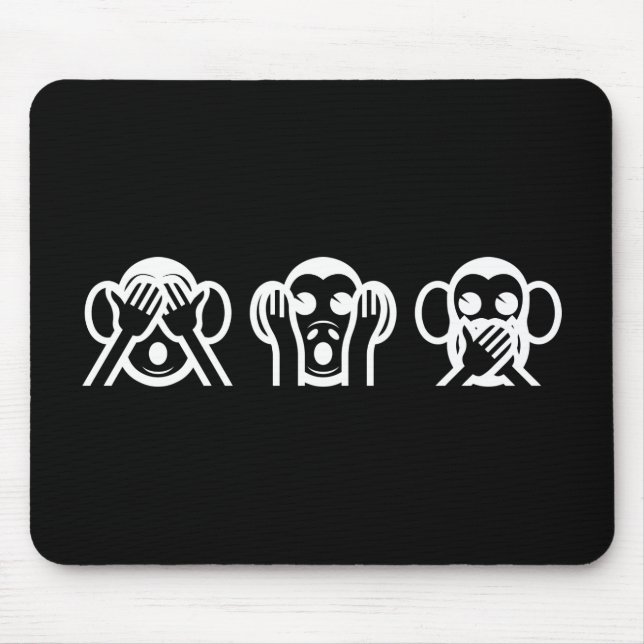 3 Wise Monkeys Emoji Mouse Pad (Front)