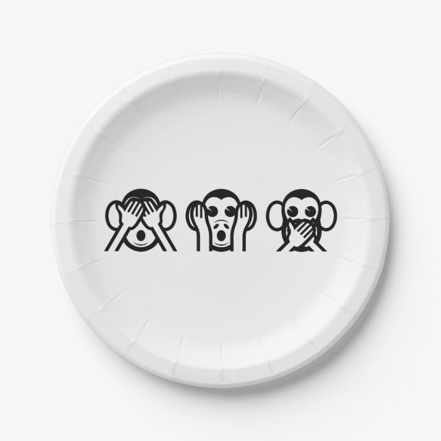 3 Wise Monkeys Emoji Paper Plate (Front)