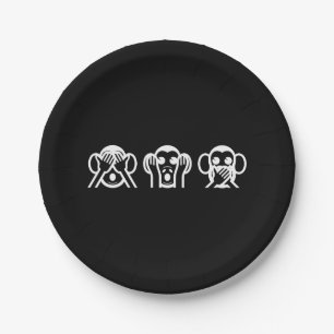 3 Wise Monkeys Emoji Paper Plate