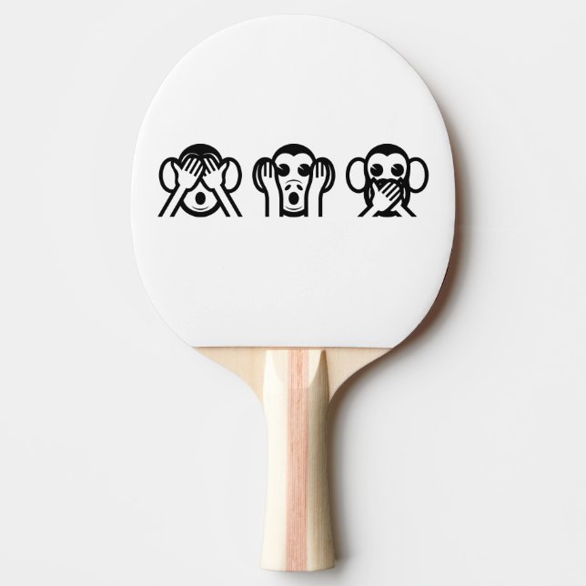 3 Wise Monkeys Emoji Ping Pong Paddle (Front)