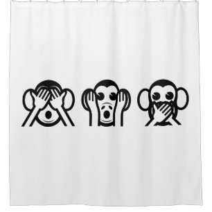 3 Wise Monkeys Emoji Shower Curtain
