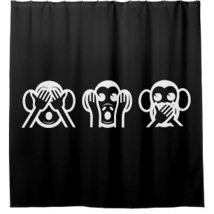 3 Wise Monkeys Emoji Shower Curtain