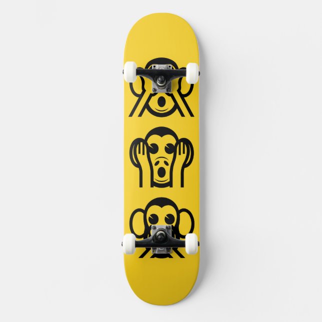 3 Wise Monkeys Emoji Skateboard (Front)