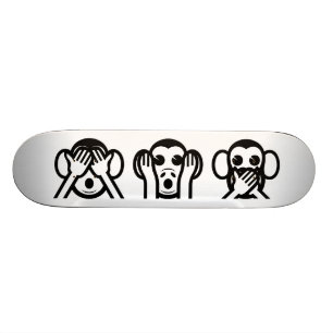 3 Wise Monkeys Emoji Skateboard