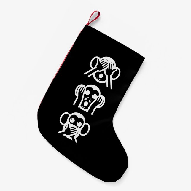 3 Wise Monkeys Emoji Small Christmas Stocking (Front (Hanging))