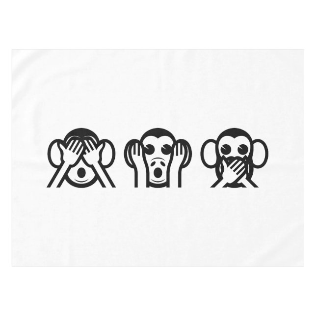 3 Wise Monkeys Emoji Tablecloth (Front (Horizontal))