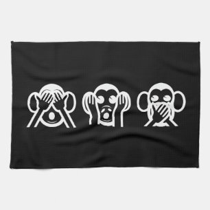 3 Wise Monkeys Emoji Tea Towel