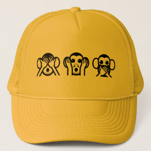 3 Wise Monkeys Emoji Trucker Hat