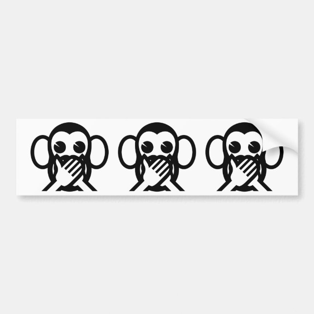 3 Wise Monkeys Iwazaru 言わざる Speak NO Evil Emoji Bumper Sticker (Front)
